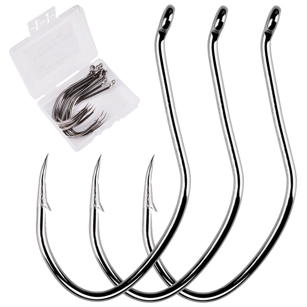 10pcs High Carbon Steel Fishing Hooks Black Offset Wide  Bait Fishhooks Size10#-6/0 Sea Circle Fishing Hook Accessories
