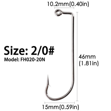 100pcs/lot Long Shank Fishing Hook 2#-5/0# High Carbon Steel Sharp Barbed 90 Degree Offset Narrow Bait Hook for Soft lure