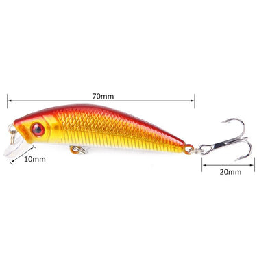 1Pcs Minnow Fishing Lure 70mm 8g 3D Eyes Crankbait Wobbler Artificial Plastic Hard Bait Fishing Tackle Peche Pesca Trolling Lure