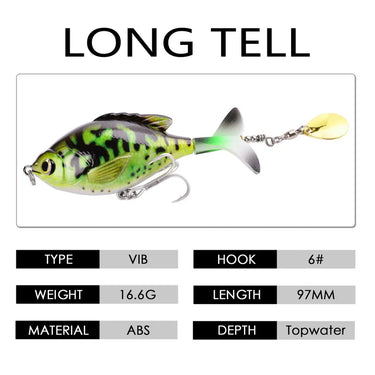 Whopper Popper Fishing Lure bait Rotate Tail Popper Lure 9.5cm 16.9g Topwater Wobble Fishing Lures Bass Fishing Tackle