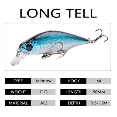 Fishing Lure 90mm 11g Minnow Crankbait Wobbler 3D Eyes Perch Artificial Bait Pike Carp Bait Swim Bait Fishing Pesca