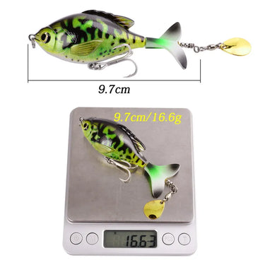 Whopper Popper Fishing Lure bait Rotate Tail Popper Lure 9.5cm 16.9g Topwater Wobble Fishing Lures Bass Fishing Tackle
