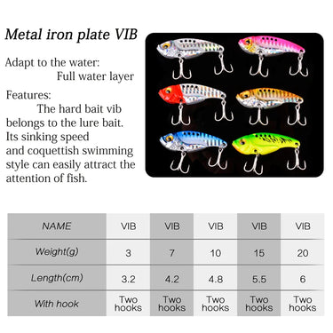 3/7/10/15/20g 3D Eyes Metal Vib Blade Lure Sinking Vibration Baits Artificial Vibe for Bass Pike Perch Fishing Lures 6 Colors