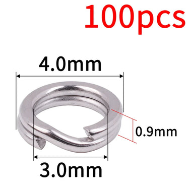100pcs Fishing Split Rings Hard Bait Silver Stainless Steel 4-8MM Double Loop Split Open Carp Tool Fishing Accessories Tackle