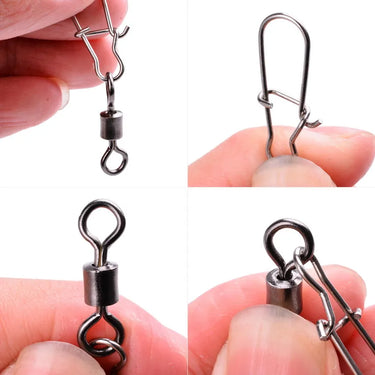 10PCS Pike Fishing Accessories Horoscope Connector Pin Bearing Rolling Swivel Stainless Steel Snap Fishhook Lure Swivels Tackle