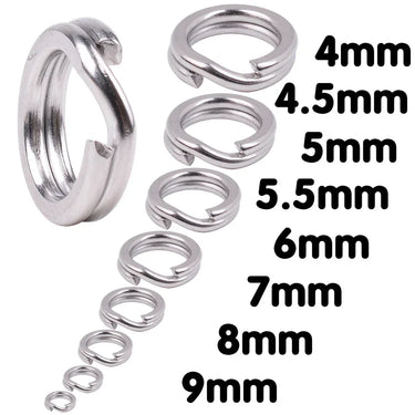 100pcs Fishing Split Rings Hard Bait Silver Stainless Steel 4-8MM Double Loop Split Open Carp Tool Fishing Accessories Tackle