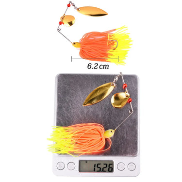 15G Spinnerbait rubber jig Metal bait Spinner spoon Fishing Lure Sequin fishing Tackle pesca Wobbler carp fishing hook 1pcs