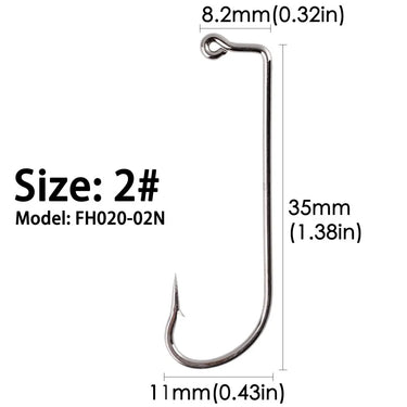 100pcs/lot Long Shank Fishing Hook 2#-5/0# High Carbon Steel Sharp Barbed 90 Degree Offset Narrow Bait Hook for Soft lure