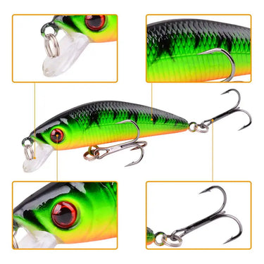 1Pcs Minnow Fishing Lure 70mm 8g 3D Eyes Crankbait Wobbler Artificial Plastic Hard Bait Fishing Tackle Peche Pesca Trolling Lure