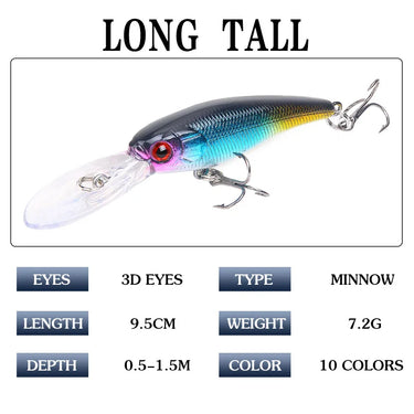 Long Lip Minnow Fishing Lure 95mm 7g Isca Artificial Pesca Hard Fake Bait Crankbait wobbler Good For Fishing Tackle