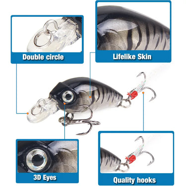 45mm 3.5g Crankbait Fishing Lure Artificial Hard CrankBait Bass Fishing wobbler Japan Topwater Minnow Fish Lures