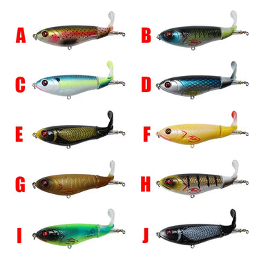 Rotating Tail Topwater Wobblers Popper Fishing Lure Trolling Minnow whopper plopper Bionic fish artificial bait 17g 10.5cm