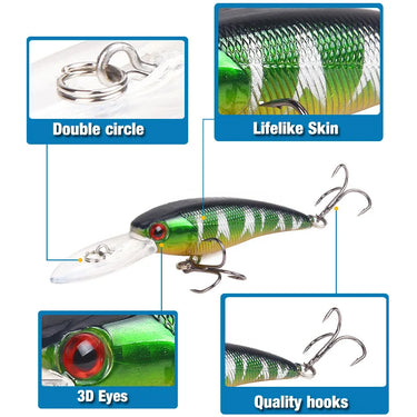 Minnow Fishing Lure 9cm 7g Hard Baits Artificial Quality Crankbait wobbler Bass Pike 6# Hooks Floating Bait