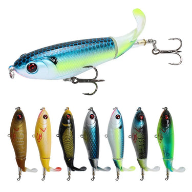 Rotating Tail Topwater Wobblers Popper Fishing Lure Trolling Minnow whopper plopper Bionic fish artificial bait 17g 10.5cm