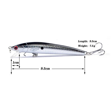 Lifelike Minnow Fishing Lure 9.5cm 7.5g Crankbait Hard Bait Tight wobbler Treble Hooks Plastic Fish Bait