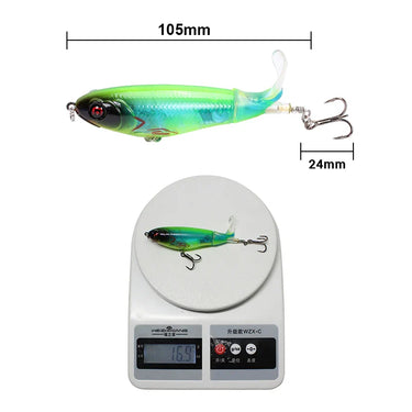 Rotating Tail Topwater Wobblers Popper Fishing Lure Trolling Minnow whopper plopper Bionic fish artificial bait 17g 10.5cm