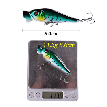 Popper Fishing lure 86mm 11.3g Trolling Wobblers Bait Top water bass isca Artificial hard Bait Fishing Tackle