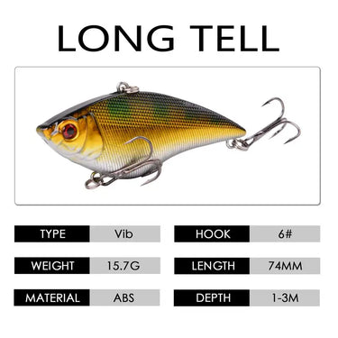 16g-0.56oz Hard VIB Lures 7CM-2.76in Fishing Bait Treble Hooks Sinking Crankbait Fishing Tackle