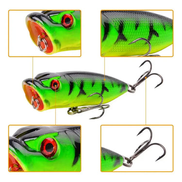 Fishing Lures 6.5cm/12g Topwater Popper Bait 5 Color Hard Bait Artificial Wobblers Plastic Fishing Tackle with 6# Hooks