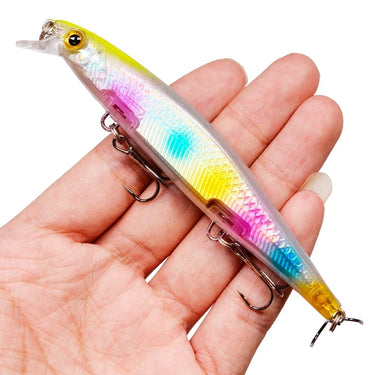 11cm 12.9g Minnow Fishing Lure Laser Hard Artificial Bait 3D Eyes Fishing Wobblers Pike Carp Bait Crankbaits Fishing Tackle