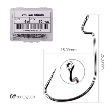 50pcs Box High Carbon Steel Fishing Crank Hooks Barbed Carp Jig Lure Fly Fishing Hooks With Hole For Soft Worm Lure Jig