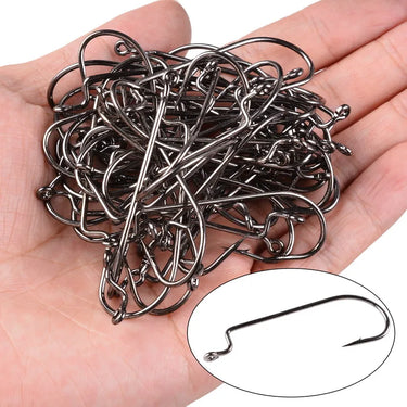 100pcs Fishing Hook High Carbon Steel Crank Offset Fishhook For Soft Worm Lure 6#-5/0# Bass Barb Wobbler