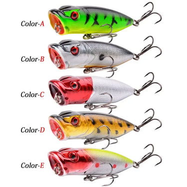 Fishing Lures 6.5cm/12g Topwater Popper Bait 5 Color Hard Bait Artificial Wobblers Plastic Fishing Tackle with 6# Hooks