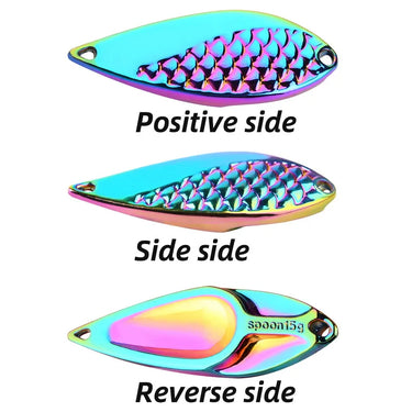 Snake Hard Spinner Spoon Lure Metal Sequins Baits with Treble Hook Feather Fishing Lures Gold Silver 2.5g-50g