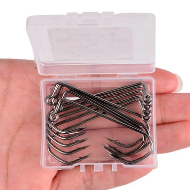 10pcs 7150 Jig Fishing Hooks Barbed Black Hook High Carbon Steel Barbarian 90 Degree Fishhook Size 1# to 6/0#