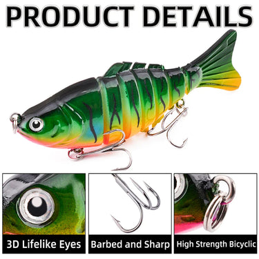 Wobbler Fishing Lure 10cm 16g 3D Eyes 7-Segment Lifelike Fishing Hard Lure Crankbait With 2 Hook Fishing Baits