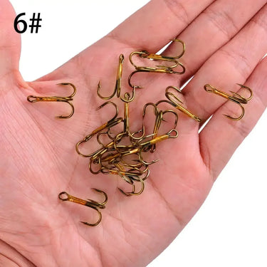 10Pcs/lot 2# 4# 6# 8# 10# Tea Fishing Hook High Carbon Steel Treble Overturned Hooks Fishing Tackle Round Bend Treble For Bass