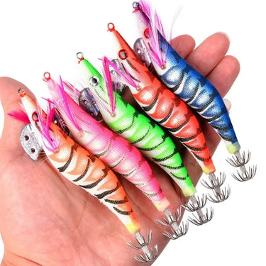 Hard Fishing Bait Fishing Lure Lead Sinker Squid Jig Hook Wooden Shrimp Artificial Fishing Lures Octopus Cuttlefish Shrimp