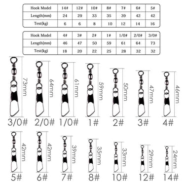 10Pcs/ Box Brass Barrel Fishing Swivels Solid Rings Fishing Pin Line Connector Fishhook with Interlock Snap Swivel Tackle Tool