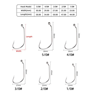 10pcs/box Fishing Hooks Soft Lure Worm Fish hook Black High Carbon Steel Wide Crank Fishing Hook Tackle 1/0-5/0# Pesca Fishhook