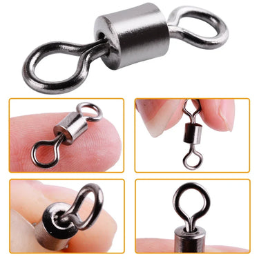 50-100pcs/box Fishing Barrel Bearing Rolling Swivel Solid Ring LB Lures Connector 14 Size Fishing Tackle Accessories Fish Tool