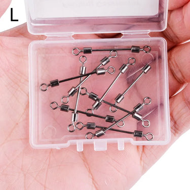 10/50pcs Rolling Swivel Fishing Connector Pin Bearing Interlock Snap S M L Fishhooks Lures Carp Fishing Accessories WIth box