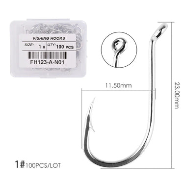 100pc / Box Stainless Steel Octopus Fishhook Sea Fishing Hooks 1#-10# Hook Barbed Ringed Long Shank Saltwater Jigging Hook Japan