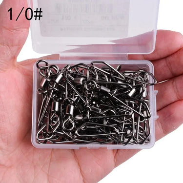 50/10PCS Pike Fishing Accessories Connector Pin Bearing Rolling Swivel Stainless Steel Snap Fishhook Lure Swivels Tackle
