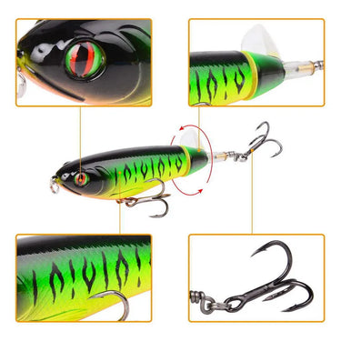 105mm 17.3g Topwater Fishing Lures Whopper Popper Artificial Bait Hard Popper Soft Rotating Tail Fishing Tackle