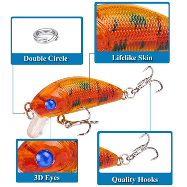 Minnow Fishing Lure 50mm4.2g Topwater Hard Bait Wobbler Jig Bait Crankbait Carp Striped Bass Pesca Fishing Tackle Swim Bait