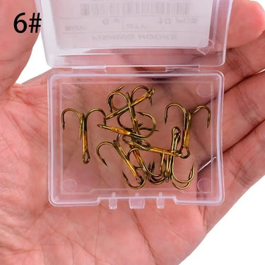 10Pcs/lot 2# 4# 6# 8# 10# Tea Fishing Hook High Carbon Steel Treble Overturned Hooks Fishing Tackle Round Bend Treble For Bass