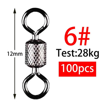 100pcs/box Fishing Swivel 1#-14# Sizes Solid Connector Ball Bearing Snap Fishing Swivels Rolling Stainless Steel Beads