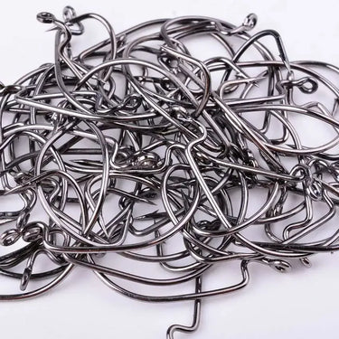 100pcs Fishing Hook Carbon Steel Wide Crank Offset Fishhook For Soft Lure Bass Barbed Carp Fishing Tackle Worm Hook