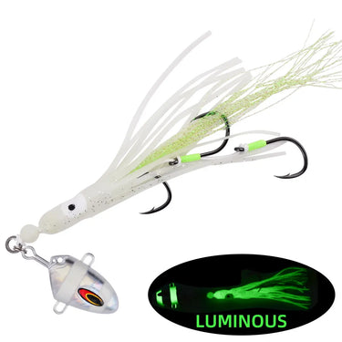 Jig Lures 100g-300g Slow Metal Jig Luminous Squid Hook Sinking Saltwater Spinning Fishing for Marlin Snapper Grouper
