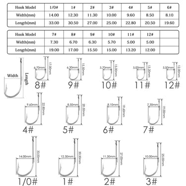 100pcs/ box Long Shank Fishing Hook 1#-1/0# Fish Hooks High Carbon Steel Sharp Barbed Offset Narrow Bait Hook Fishhook
