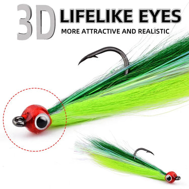 5Pcs Bucktail Teasers Fishing Hooks High Carbon Steel Steelhead Minnow Fly Fishing Flies Lure for Salmon Trout Bass