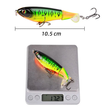 105mm 17.3g Topwater Fishing Lures Whopper Popper Artificial Bait Hard Popper Soft Rotating Tail Fishing Tackle