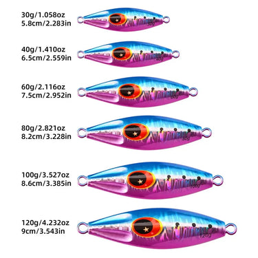 Metal Jig Spoon Lure 30g 40g 60g 80g 100g 120g Artificial Bait Shore Slow Jigging Super Hard Bass Fishing Tackle
