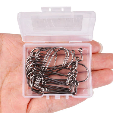 20pcs/box 9147 High Carbon Steel Fishhook Black 90 Degree Aberdeen Offset Jig Fishing Hooks Size 6# - 5/0# Big Fishing Hook