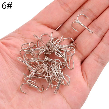 10Pcs/lot 2# -14# 3/0# Silver Fishing Hook High Carbon Steel Treble Overturned Hooks Fishing Tackle Round Bend Treble For Bass